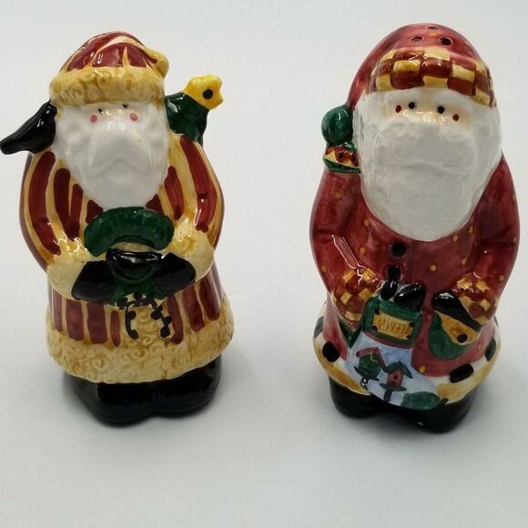 Vintage 90s Sakura Salt & Pepper Shaker Santa Retweet New Debbie Mumm - Picture 3 of 9